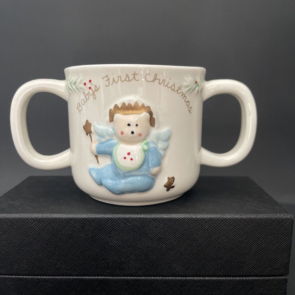 Baby’s First Christmas ceramic mug by Kathy Orr for Charpente of Michel & Co